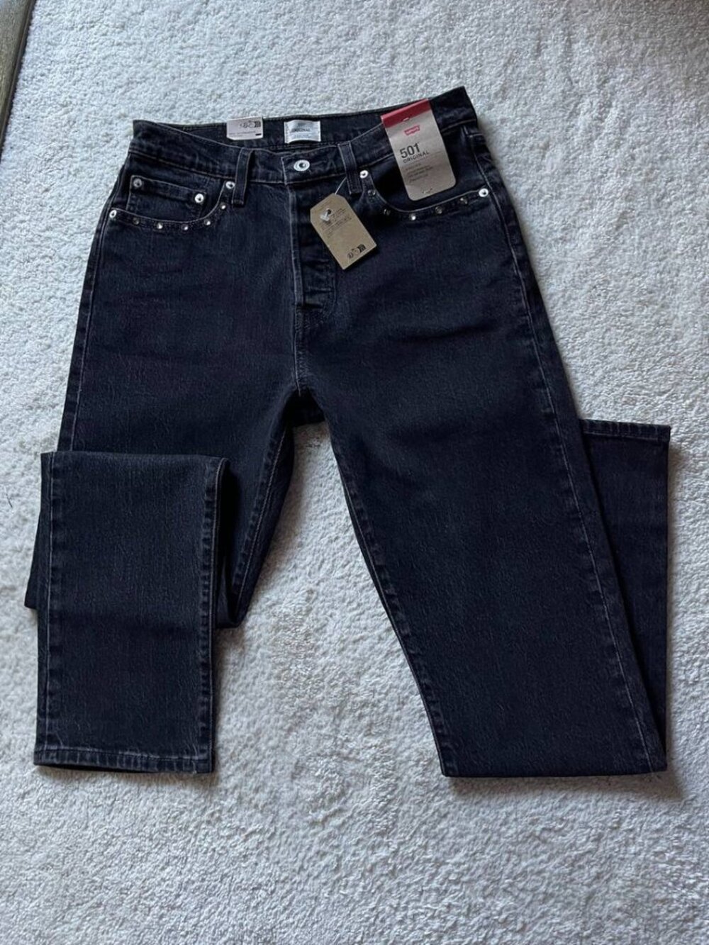 NWT Levi's 501 High Rise Rhinestoned Black Women's Jeans Size 28/30